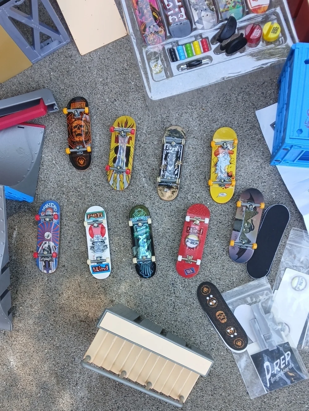 Tech Deck finger skateboard lot, includes multiple miniature boards